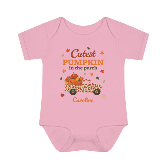 Custom Name Fall Baby Bodysuit - Cutest Pumpkin in the Patch