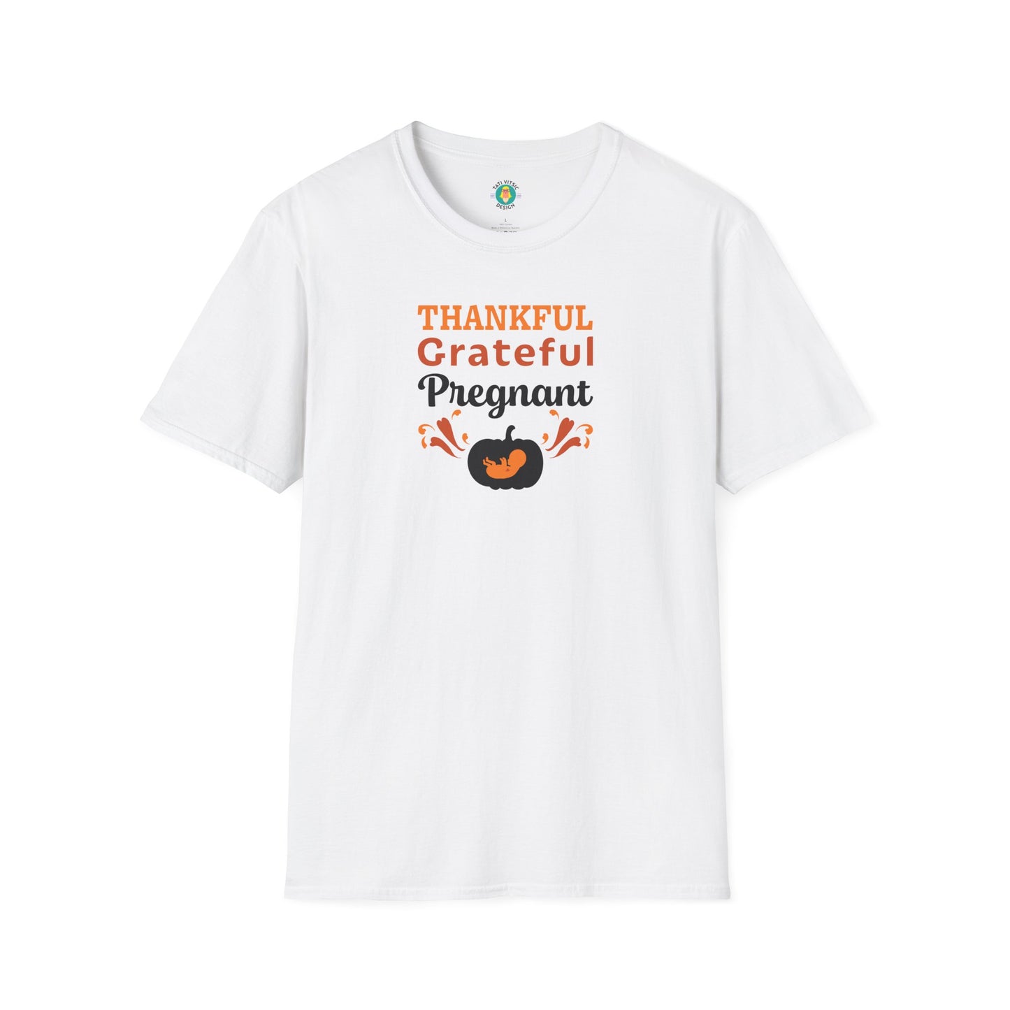 Thankful Grateful Pregnant T-Shirt - Thanksgiving Pregnancy Announcement