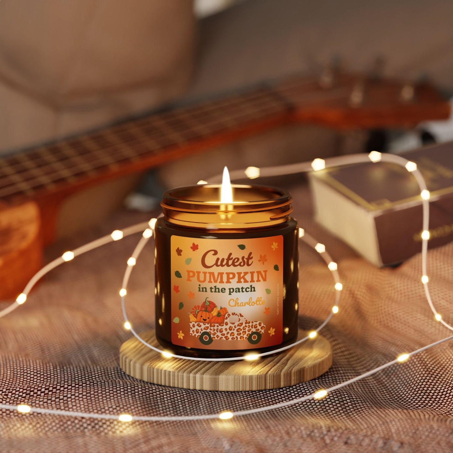 Custom Name Fall Scented Soy Candle (Brown Glass Jar) - Cutest Pumpkin in the Patch