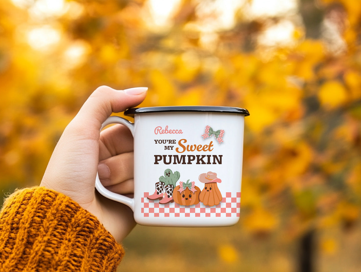 Customized Name Enamel Mug (12oz) - You're my Sweet Pumpkin