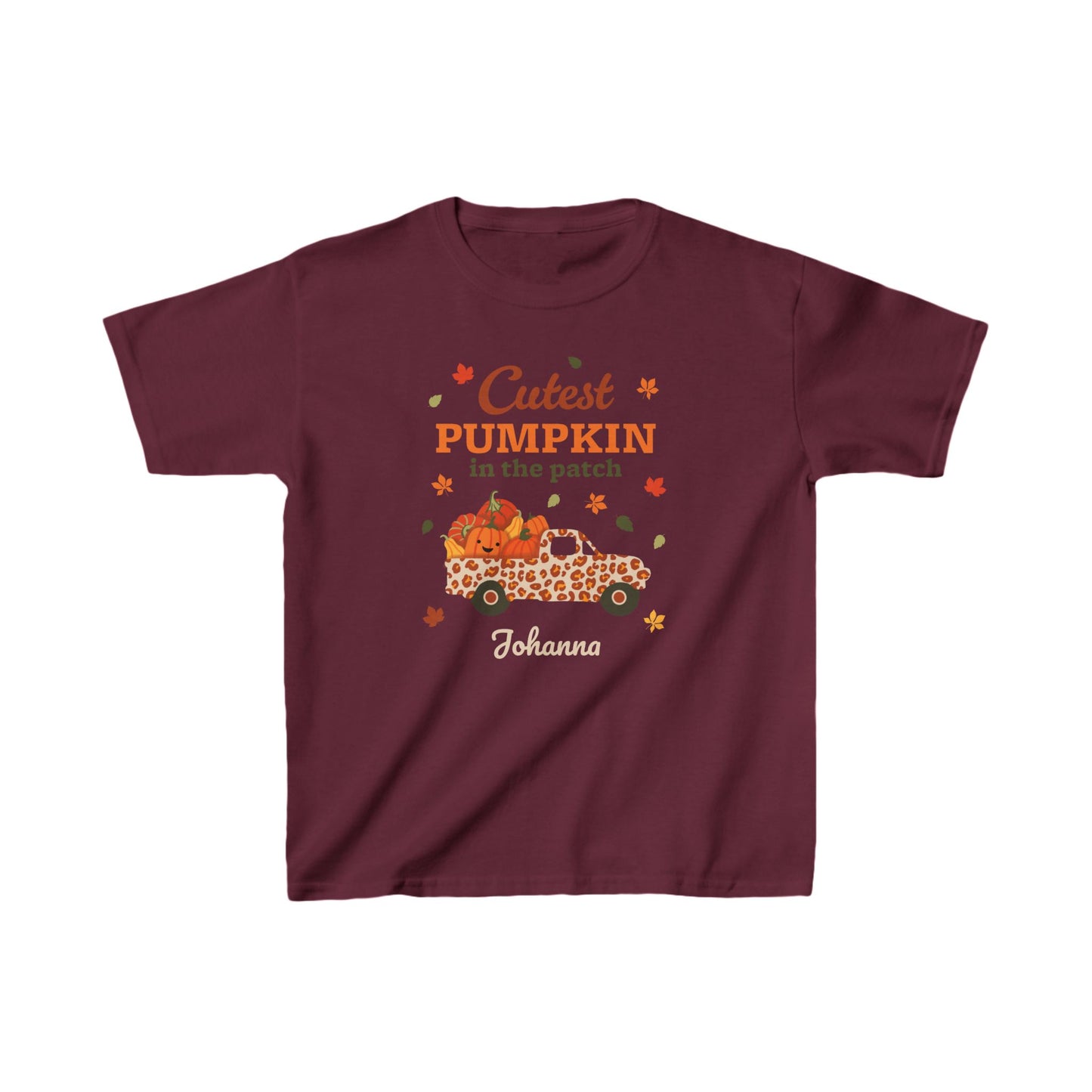Custom Name Fall Kid Heavy Cotton™ T-Shirt - Cutest Pumpkin in the Patch